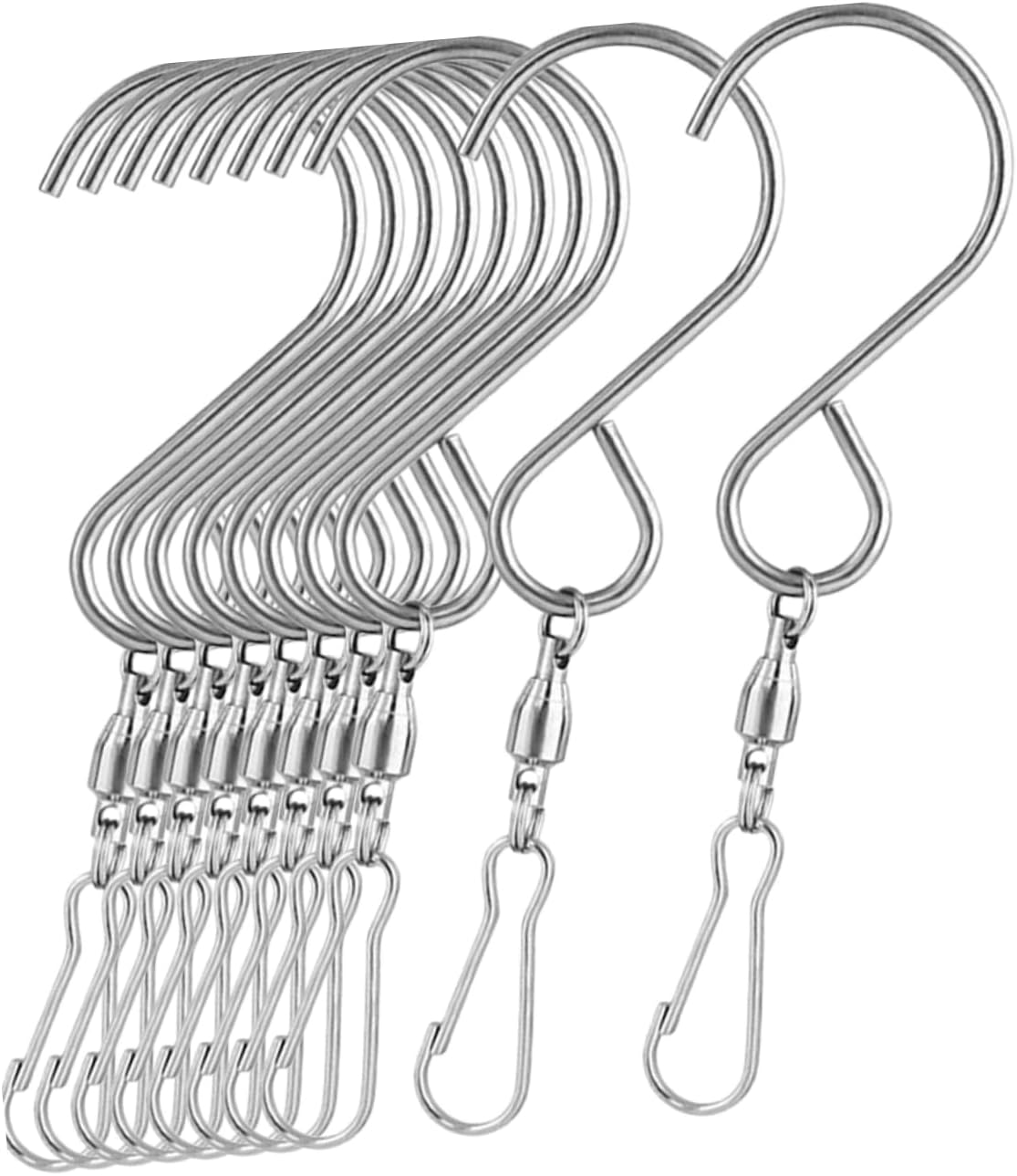 Ornament Hooks - Outanaya 10pcs Wind Chime S-Type Hook Christmas Tree Ornaments Stainless Steel Trim Hanging Hooks for Plants Christmas Ornament Hanging Hooks Windsock Swivel Hooks Garment Rack Heavy Duty