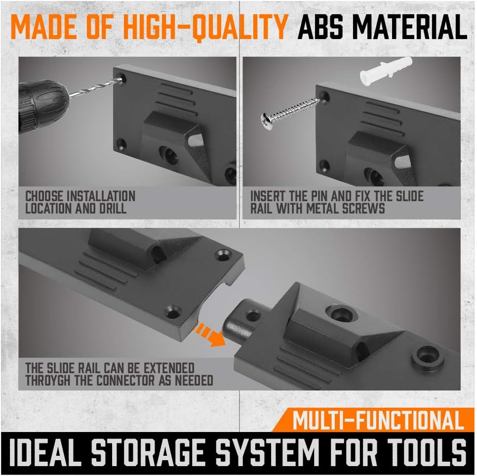 HORUSDY 64 Inch Adjustable Storage System, Wall Mount Tool Organizer, Tool Hangers for Mop and Broom Holder Shovel, Rake, Broom, Mop Holder, Etc. - - 