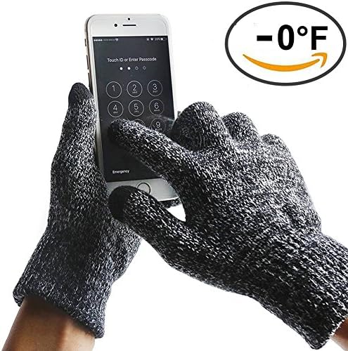 GTGJ Men Warm Gloves Touchscreen Texting for Smartphones Tablets Thick Soft Winter Outdoor Sports Cycling Driving - Black and White