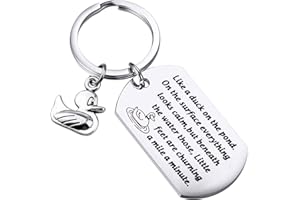 WSNANG Duck Keychain Inspirational Gift for Duck Lover Like a Duck Looks Calm On The Surface But Beneath The Water Keychain