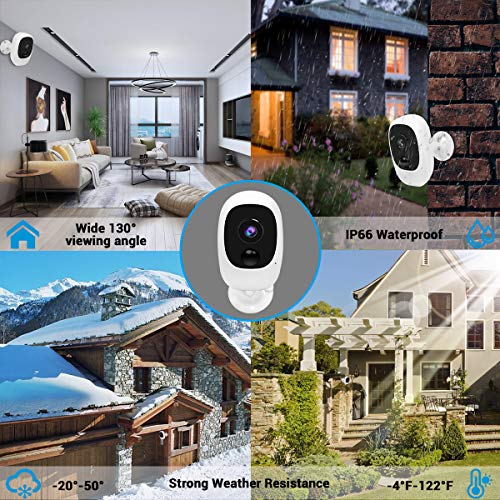 Wireless Outdoor Security Camera,Rechargeable Battery Powered WiFi Camera,1080P Home Security Camera with 2-Way Audio,Wi-Fi IP Camera with Motion Detection,Night Vision,Waterproof,Cloud/Micro SD Card