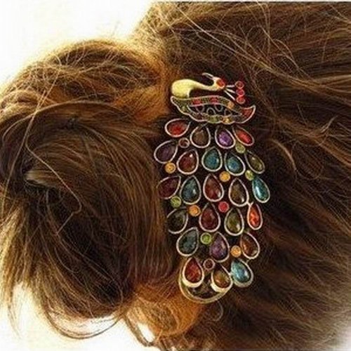 World pride retro vintage colorful crystal peacock hairpin hair c…