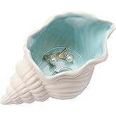 Jewelry Dish Tray For Coastal Beach Room Decor,Cute Ceramic Ring Holder Gift For Women Sister Mom Friend ,Decorative Trinket Jewelry Organizer Tray For Rings Earrings Necklaces ets (Blue conch)