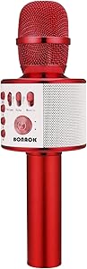 BONAOK Wireless Bluetooth Karaoke Microphone,3-in-1 Portable Handheld karaoke Mic Speaker Machine Christmas Birthday Home Party for Android/iPhone/PC or All Smartphone(Q37 Red)