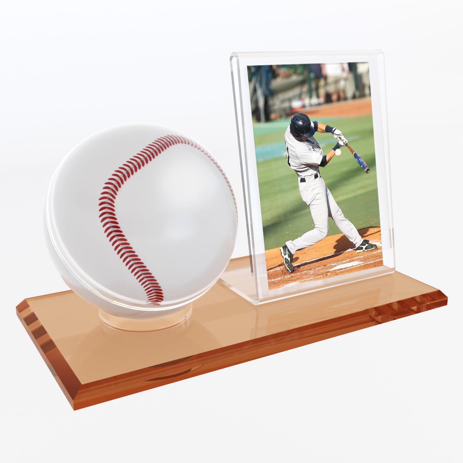 Photo 1 of 1-Pack Baseball Display Case - Baseball Case Display for Ball, Baseball Holder Ring Stand Set, Acrylic UV Baseball Display Storage Box, Transparent Display Series Official Size, Protect Ball and Card