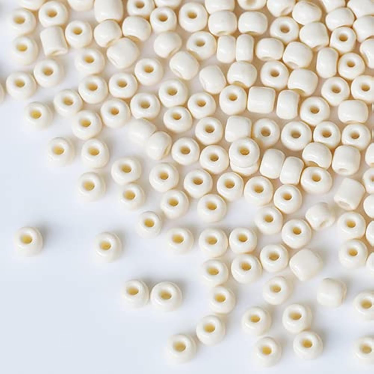 Tibaoffy Size 6/0 Crafts Glass Seed Beads 4mm Beige Beads for Jewelry Making (Total About 100g About 1200pcs)