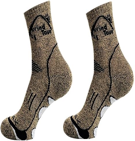 Winis Unisex Breathable Trekking Socks, Coolmax Hiking Lightweight Crew Socks, High Performance Cushion Climbing Socks, Sweat Absorbent and Quick Drying Athlete Socks for Running (Gold)