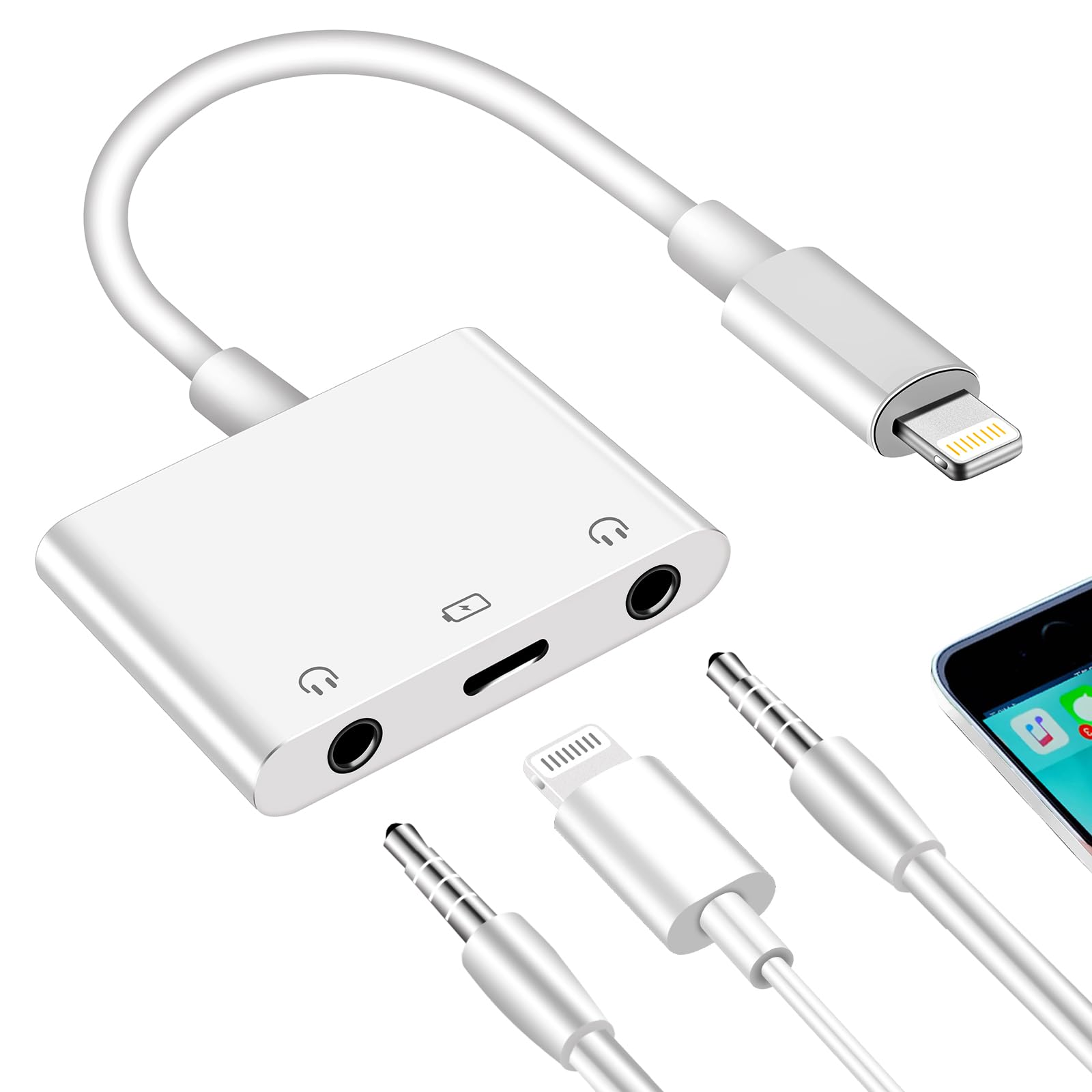 Mua 3.5mm Headphone Splitter for iPhone iPad 3 in 1 Earphone Jack