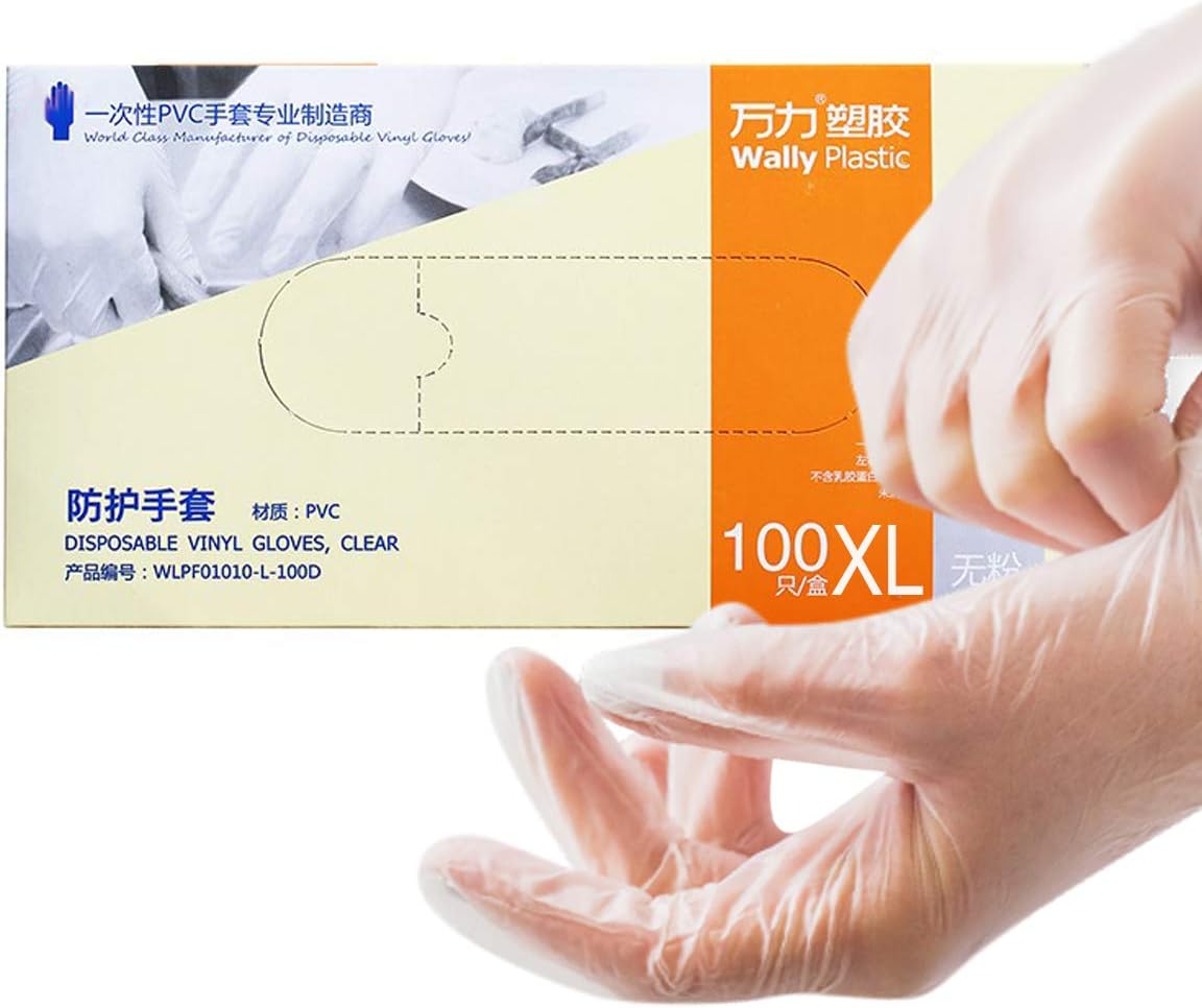 Disposable Gloves, Powder Free, Latex Rubber Free Gloves – Food Safe, Non-Sterile, Odorless, Soft with Basic Care-100 PCS(XL)
