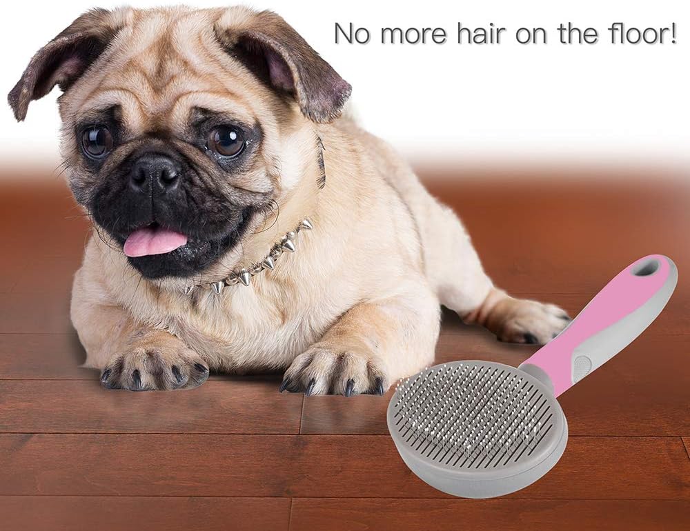 Hesiry Cat Grooming Massage Brush Pet Soft Shedding Brush, Removes Loose Undercoat Gently, Pet Slicker Brush for Matted and Tangled Hair with Self Cleaning Button : Pet Supplies