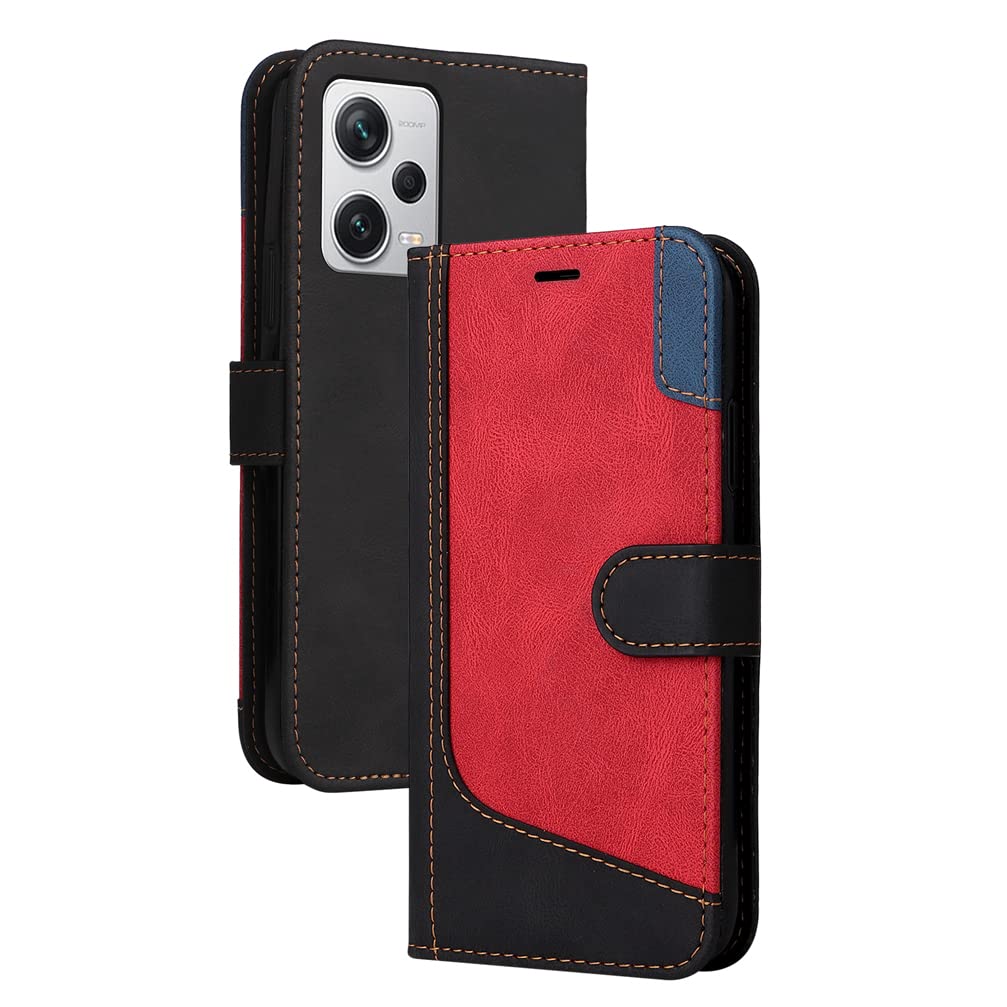 Klapber Case for Xiaomi Redmi Note 12 Pro Phone Case, Xiaomi Redmi Note 12 Pro Leather Wallet Case Flip Card Slot Holster, Kickstand Bumper TPU Silicone Shell for Xiaomi Redmi Note 12 Pro, Black
