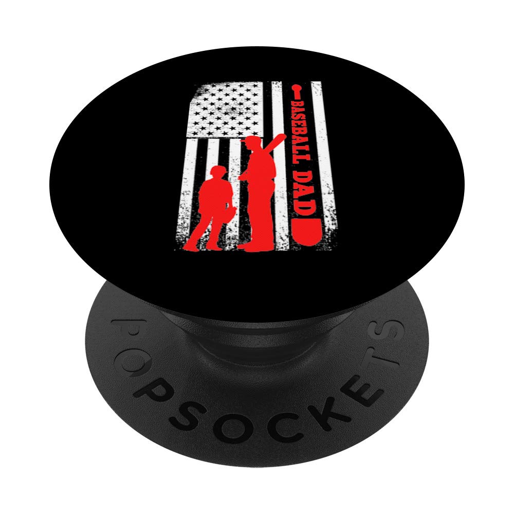 Baseball Dad Son US Flag Cool Softball USA Sports Coach Gift PopSockets Grip and Stand for Phones and Tablets