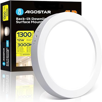 Aigostar 12W LED Ceiling Light Warm White 3000K 1300LM Round Flush Mount