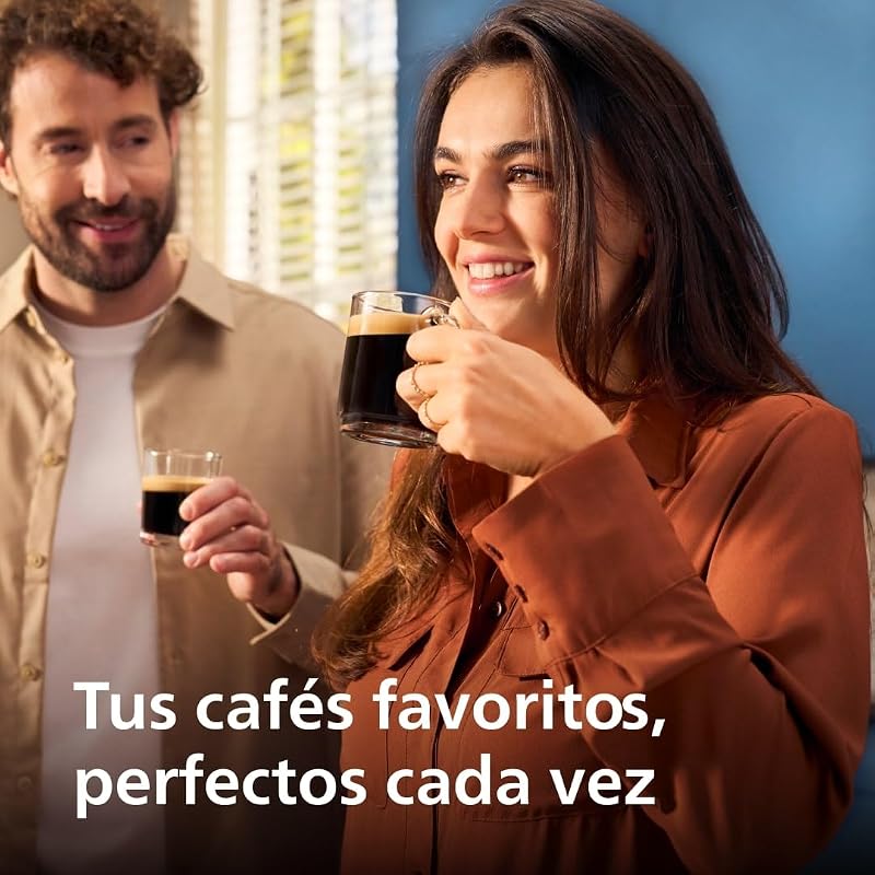 Serie 2200 Cafetera Espresso Automática - 2 Cafés, Pantalla Táctil, Espumador de Leche Clásico, Molinillo Cerámico, Negro Mate (EP2220/10)