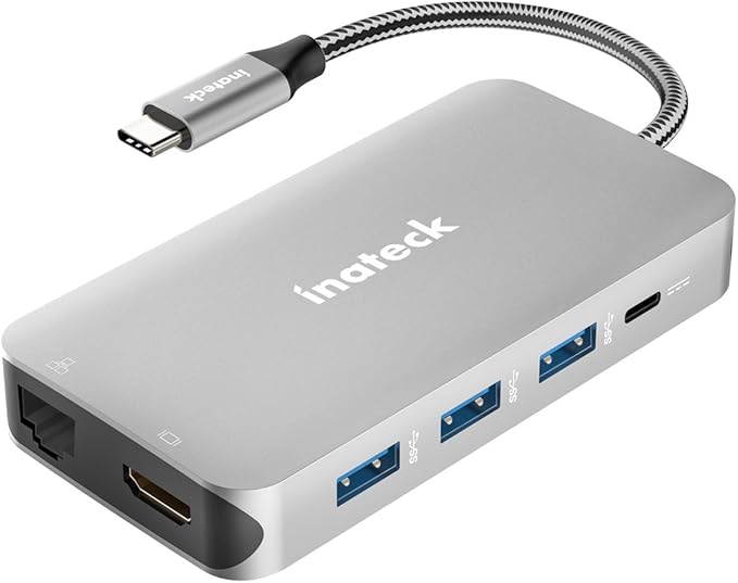 Inateck Hub USB C en Aluminio 9 en 1 Hub Tipo C con Carga PD 60W, 4