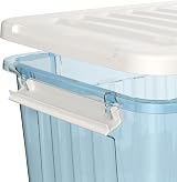 Cetomo 55L-6 Plastic Storage Boxes with Wheels Lidded Stackable Clear Organizer view 3