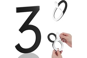 MEREAR 4 Inch House Numbers, Self-adhesive House Number Acrylic Modern House Numbers for Outside Black Mailbox Numbers Address Home Number for House Apartments Office Hotel Room Easy to Install (3)