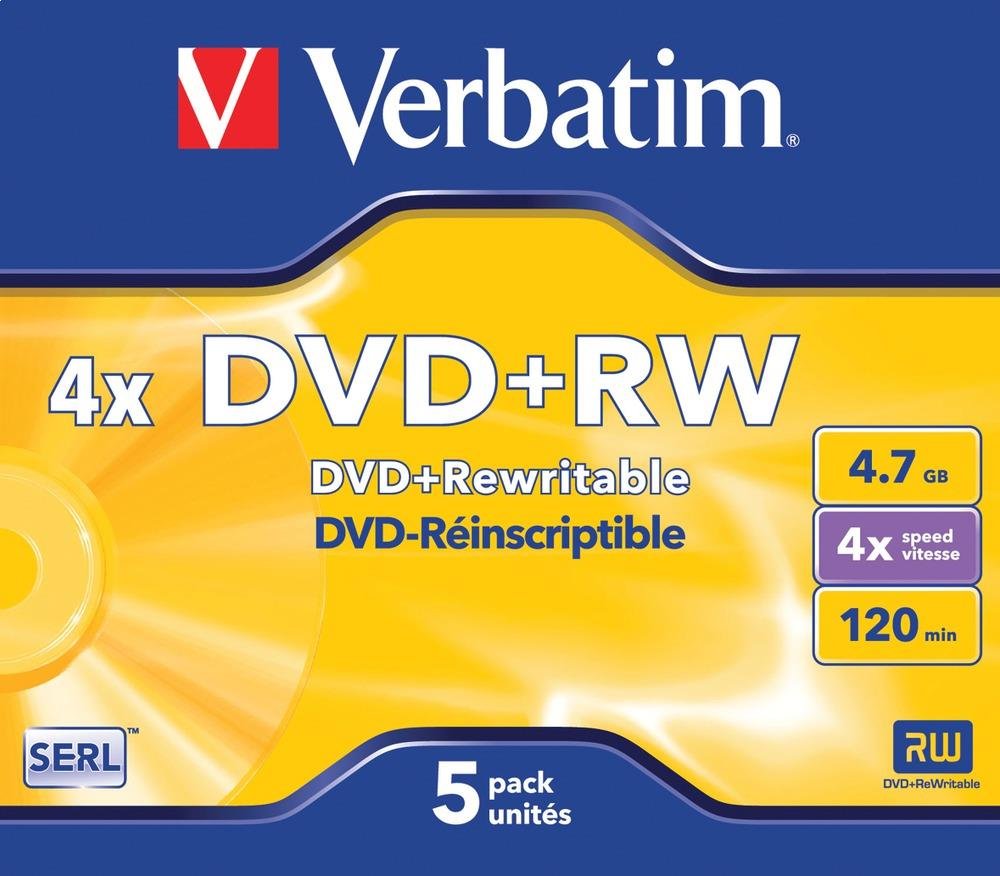 VERBATIM 5PK 4.7GB 4x DVD+RW 43229