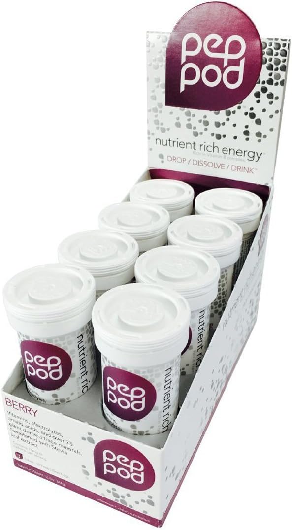 PepPod Energy Drink Tube Retail Box-Berry (80 Ct. Box)