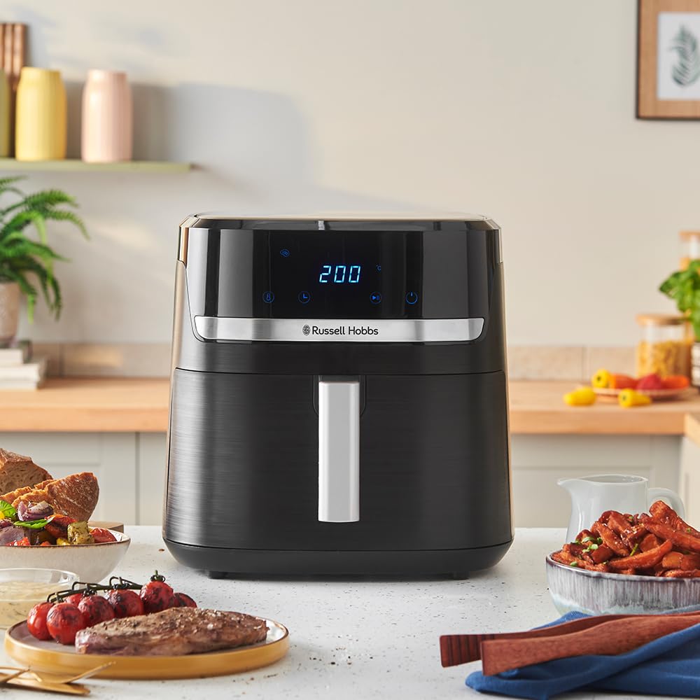 Russell Hobbs Heißluftfritteuse XXL 8,3L Rapid AirFryer [kompaktes Gehäuse, sehr leise, Pizza Ø 26cm] SatisFry (9 Programme, spülmaschinenfest, Fritteuse ohne Öl, TouchScreen,Grillen,Backen) 27632-56 5
