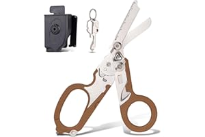 PEMAMNOV Gifts for men Trauma Shears,Emergency Shears with Strap Cutter and Glass Breaker Tan with UtilityHolster