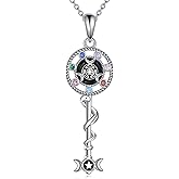 YAFEINI Key Necklace S925 Sterling Silver Butterfly/Hecate/Triple Moon Pendant Necklaces Key Jewelry Gifts for Women Mom Wife