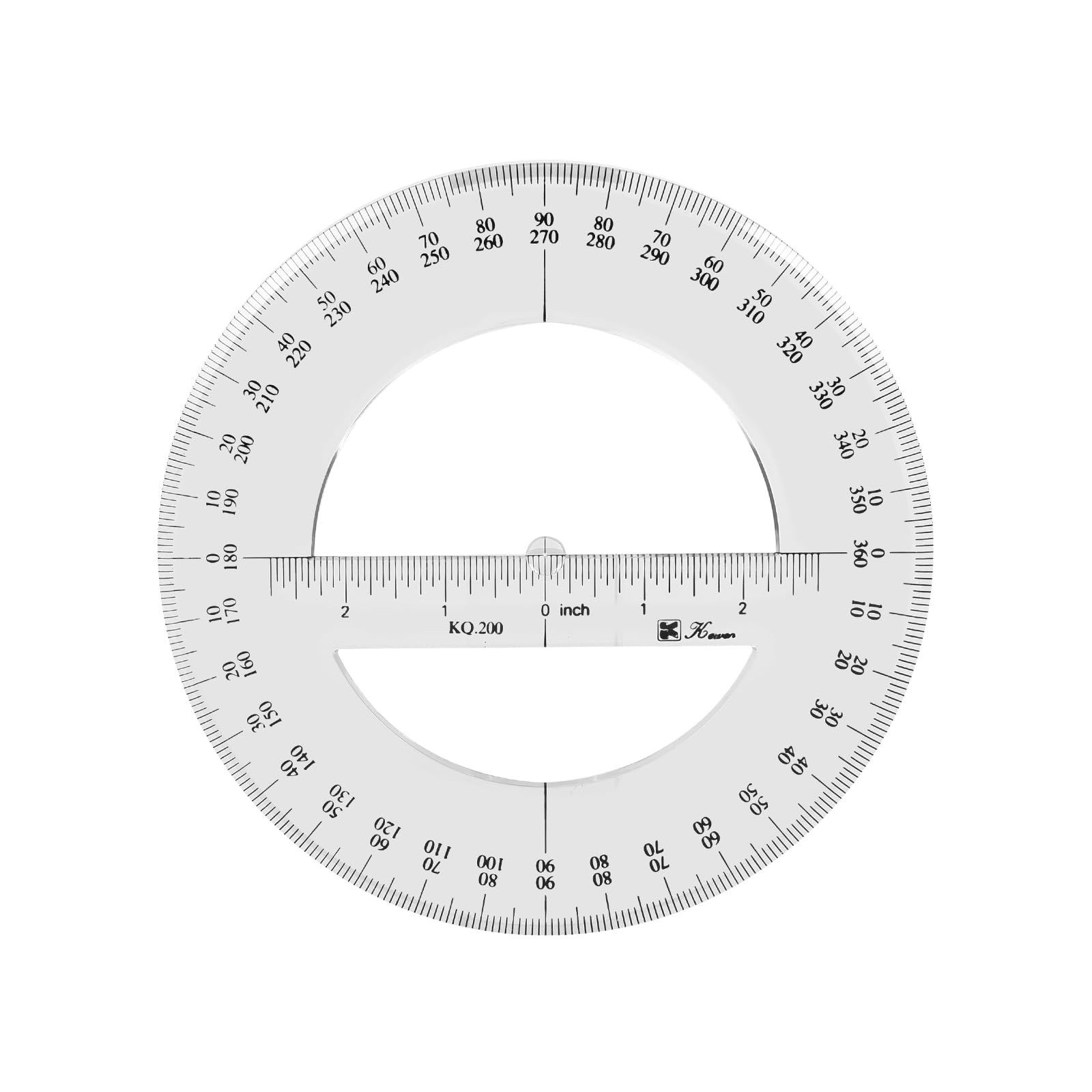 360 Full Circle Protractor, 20cm Plastic Math Measuring Tools Round Protractors Ruler Full Midround Angle Protractor