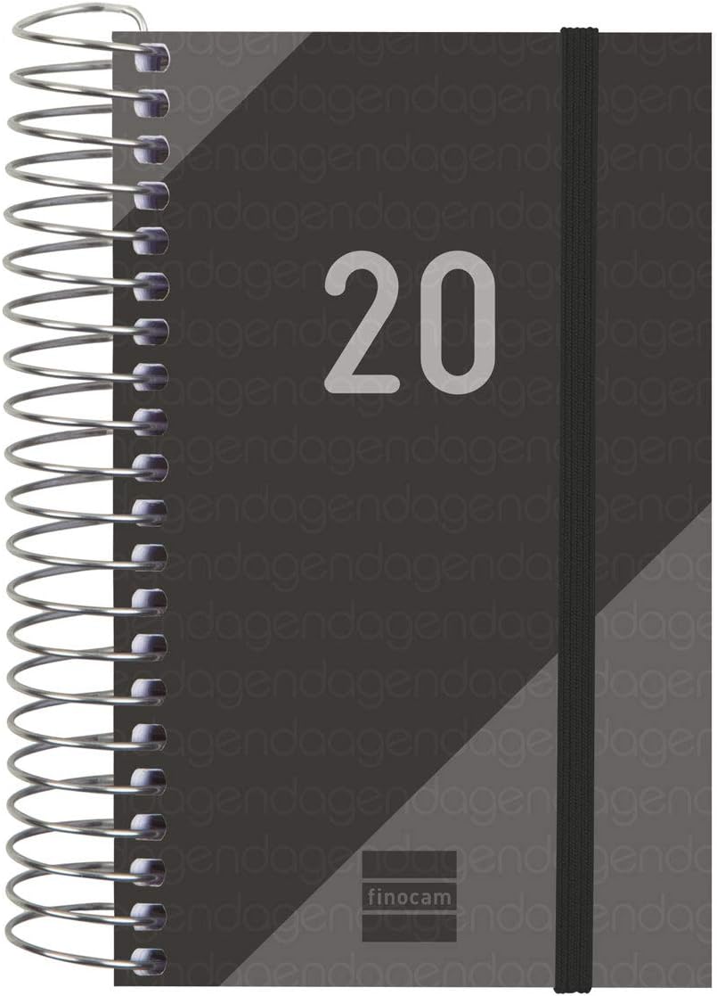 Finocam - Agenda 2020 1 Day Page Spiral Year Black Catalan