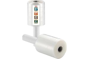 SIMPLY COOL 2 Pack Industrial Strength Mini Hand Stretch Wrap 5" 1000 Ft Roll 80 Gauge Thick, Shrink Wrap Roll for Moving Supplies, Furniture, Pallets, Plastic Wrap for Packing, Heavy Duty Stretch Film