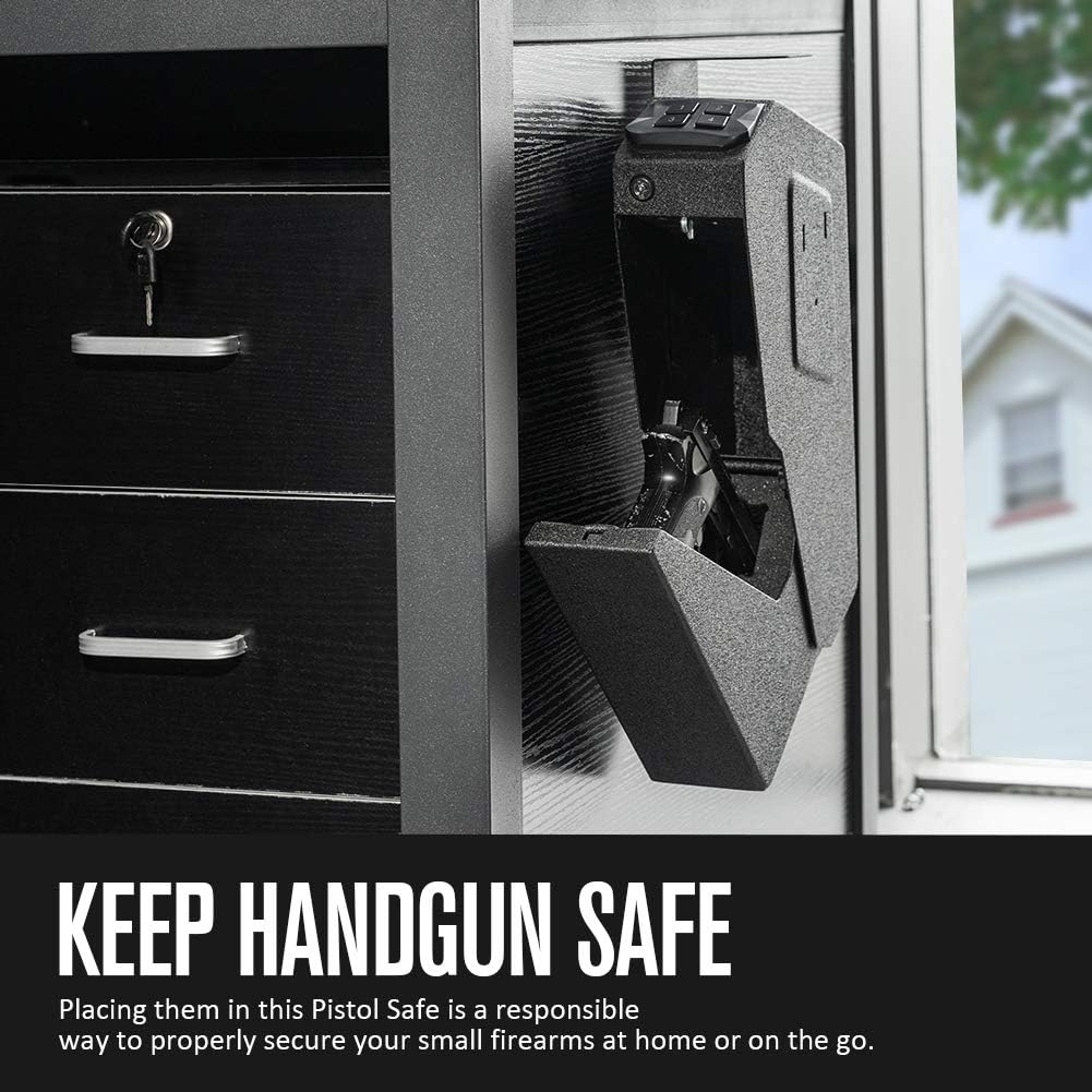 RPNB Mounted Firearm Safety Device with Auto Open Lid 4-Digit PIN Keypad Lock Handgun Security Safe Gun Safe : Sports & Outdoors