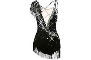 Figure Skating Dress, Girl Ice Skating Sports Competition Skating Wear(Black,Medium)