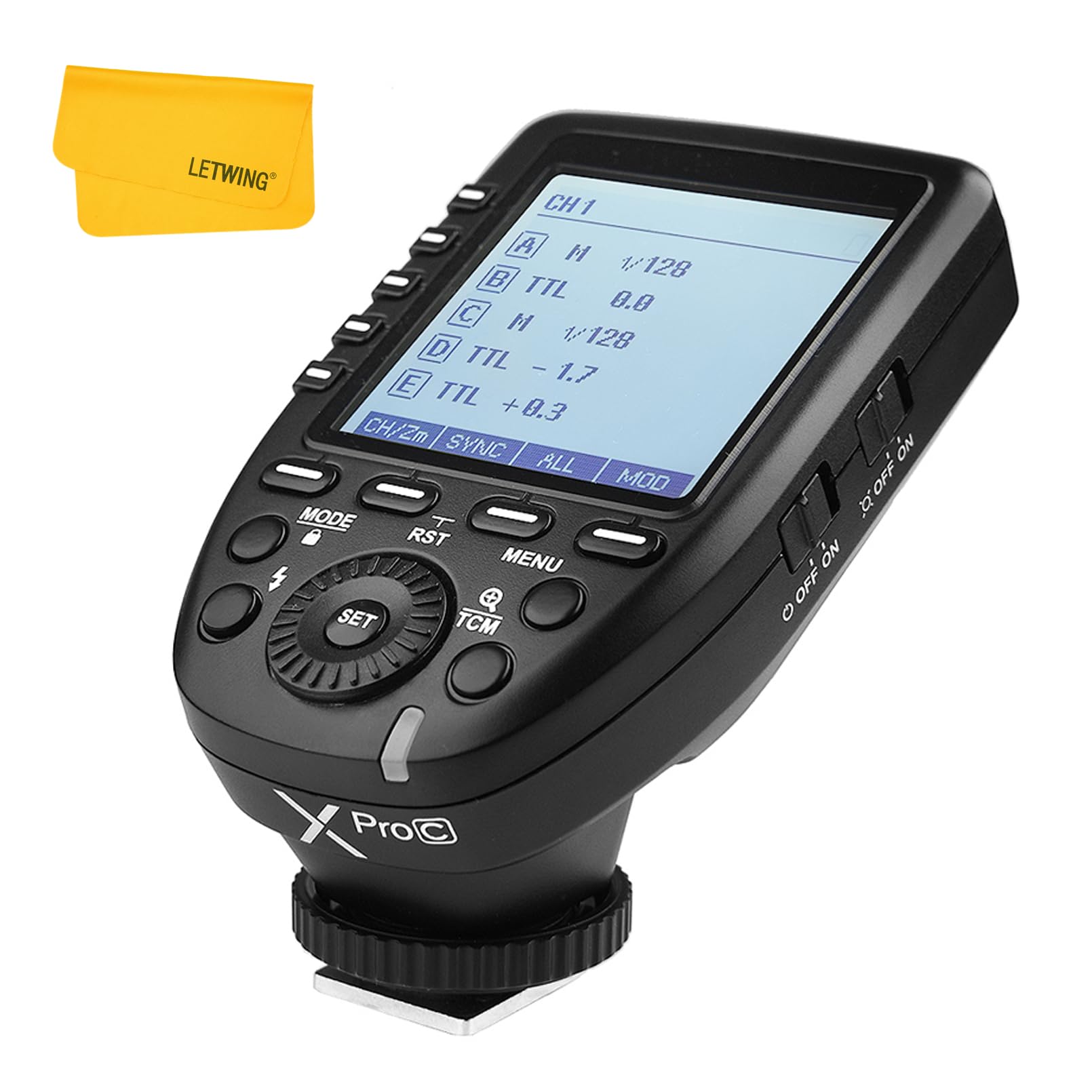 GODOX XPro-C TTL Wireless Flash Trigger for Canon Camera, 2.4G X Wireless System, HSS 1/8000s Large Screen Slanted Design, 5 Dedicated Group Buttons, 11 Customizable Functions