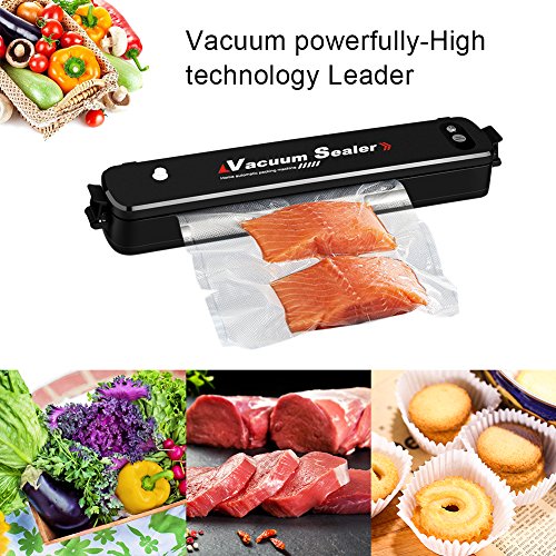 Vacuum Sealer, GEEDIAR Food Vacuum Sealer Machine, Compact Automatic Vacuum Sealing System for Dry & Moist Foods Preservation and Storage Including 15 Sealer Bags, Black