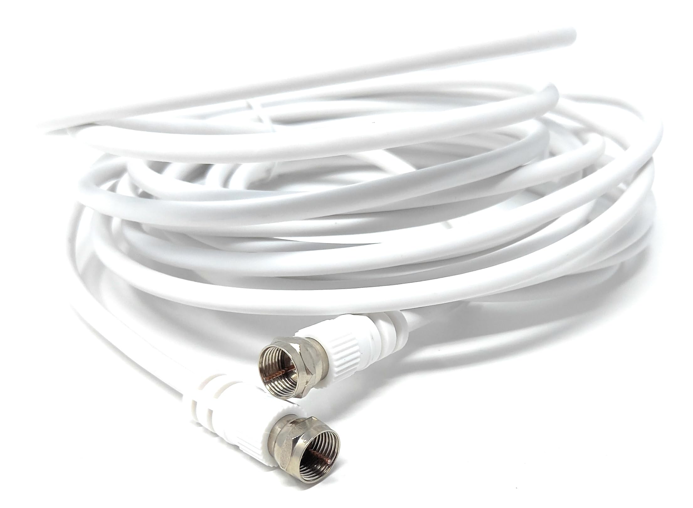 DRUT 5m F-Type Male to Male Coax Coaxial Cable, Extension 75ohm Cord Wire Compatible with Satellite Dish, TV Antenna, Freeview TV, DVD, VCR, SKY HD, Virgin, BT White 16.5ft