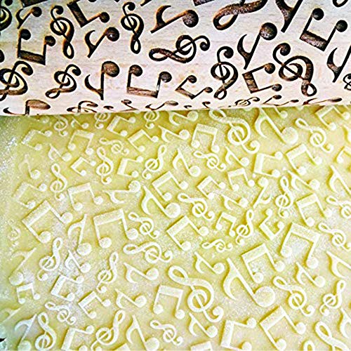 Gocheaper Christmas Wooden Rolling Pins Engraved Embossing Rolling Pin with Christmas Symbols for Baking Embossed Cookies (D)