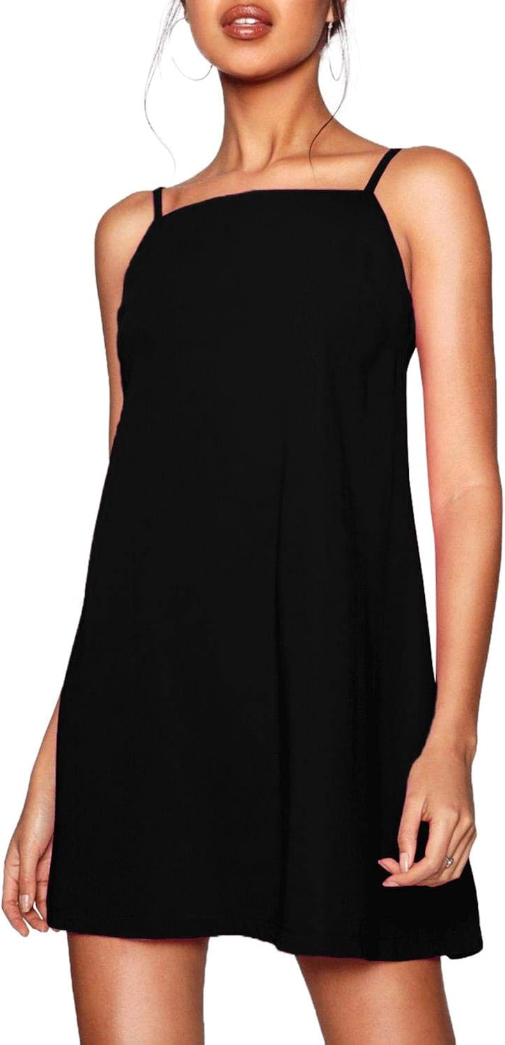 black thin strap dress
