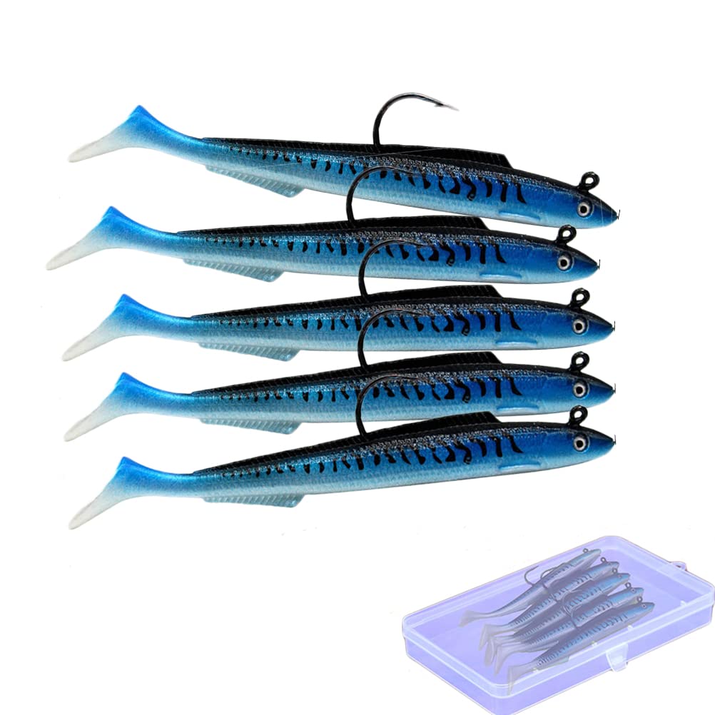 TeTupGa Fishing Lures for Pike Perch,5 Pcs Soft Plastic Lures Swimbaits Mackerel Bass Wrasse Cod Pollock Bait Fishing Jig,Fishing Tackle for Saltwater Freshwater