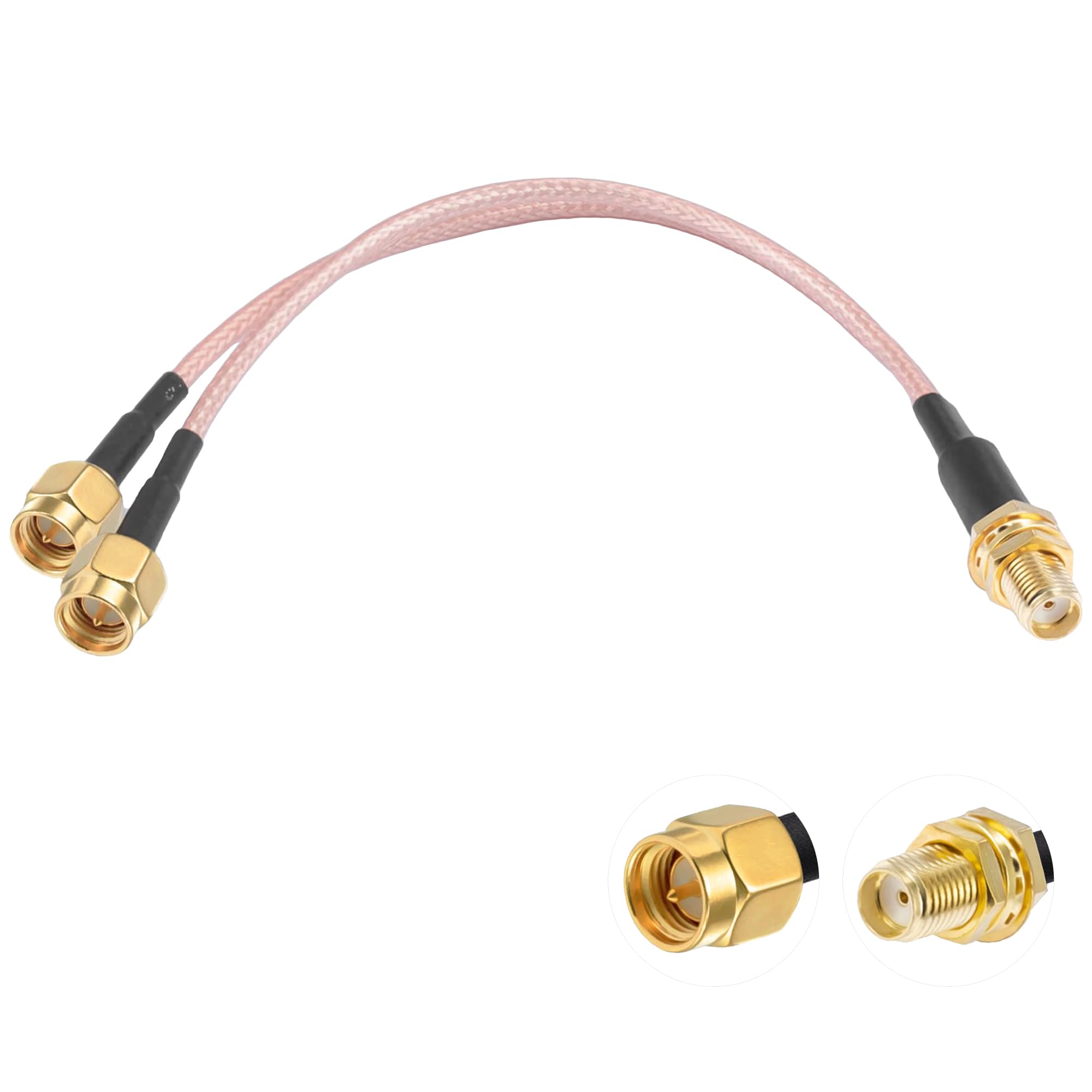Vecys SMA Splitter Cable SMA Female to Dual Male Connector Coaxial Cable 3 Way Splitter V-Type RG316 6"/15CM for 2G 3G 4G LTE Antenna Router Gateway Modem MiFi Mobile Hotspot