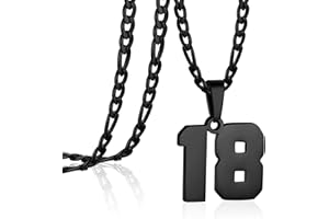 AIAINAGI Number Necklace for Men Stainless Steel Athletes Number Charm Pendant Personalized Sports Jewelry for Boy Basketball Baseball Football