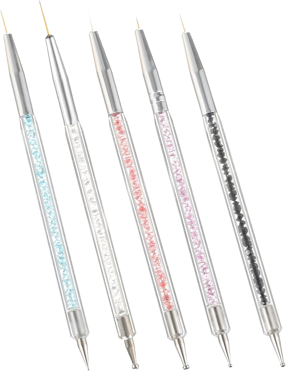 Smukdoo 5 Pc Double Ended Nail Art Dotting Tools Set Liner Brushes Gel Polish