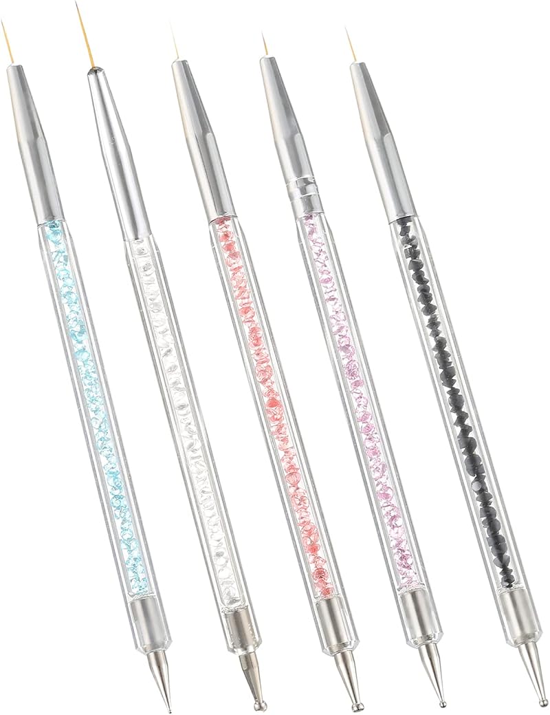 Smukdoo 5 Pc Double Ended Nail Art Dotting Tools Set Liner Brushes Gel Polish