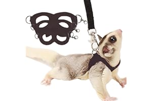 MEOW&WOOF 3 Pack Sugar Glider Harness and Leash Set Small Animal Training Walking Vest for Squirrel Hamster Rat-Black