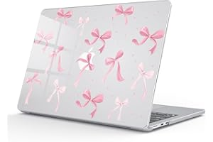 AdorableWhimsy for MacBook Air 13 Inch Case 2021 2020-2018 Release A2337 M1/A2179/A1932 Pink Bow Cute Design Clear Girly Case