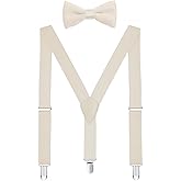 CEAJOO Men's Boys' Suspenders and Bow Tie Set Adjustable Y Back