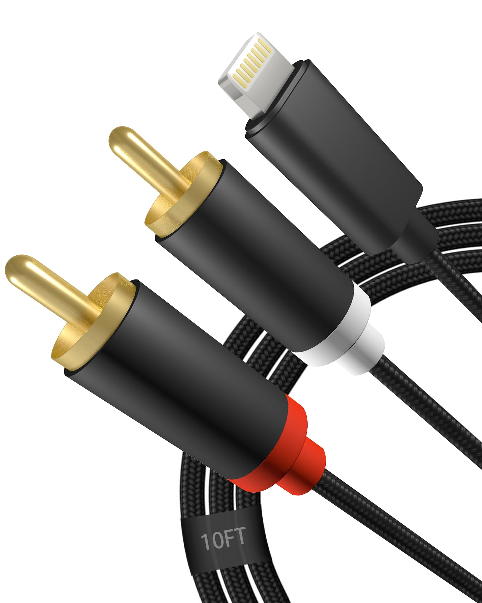 Photo 1 of [Apple MFi Certified] Lightning to RCA Cable Audio Aux Adapter?2-Male Y Splitter Aux Cord Compatible with iPhone 14 13 12 11 Pro XS XR X 8 7 for Amplifier, Car, Home Theater, Speaker and More (10FT)