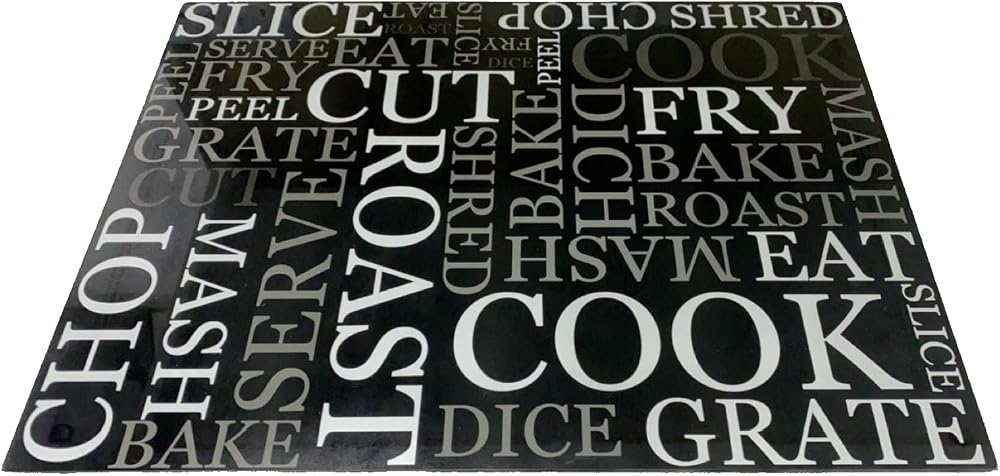 Acense Tempered Glass Worktop Saver 40 x 30 cm Black with White Writing