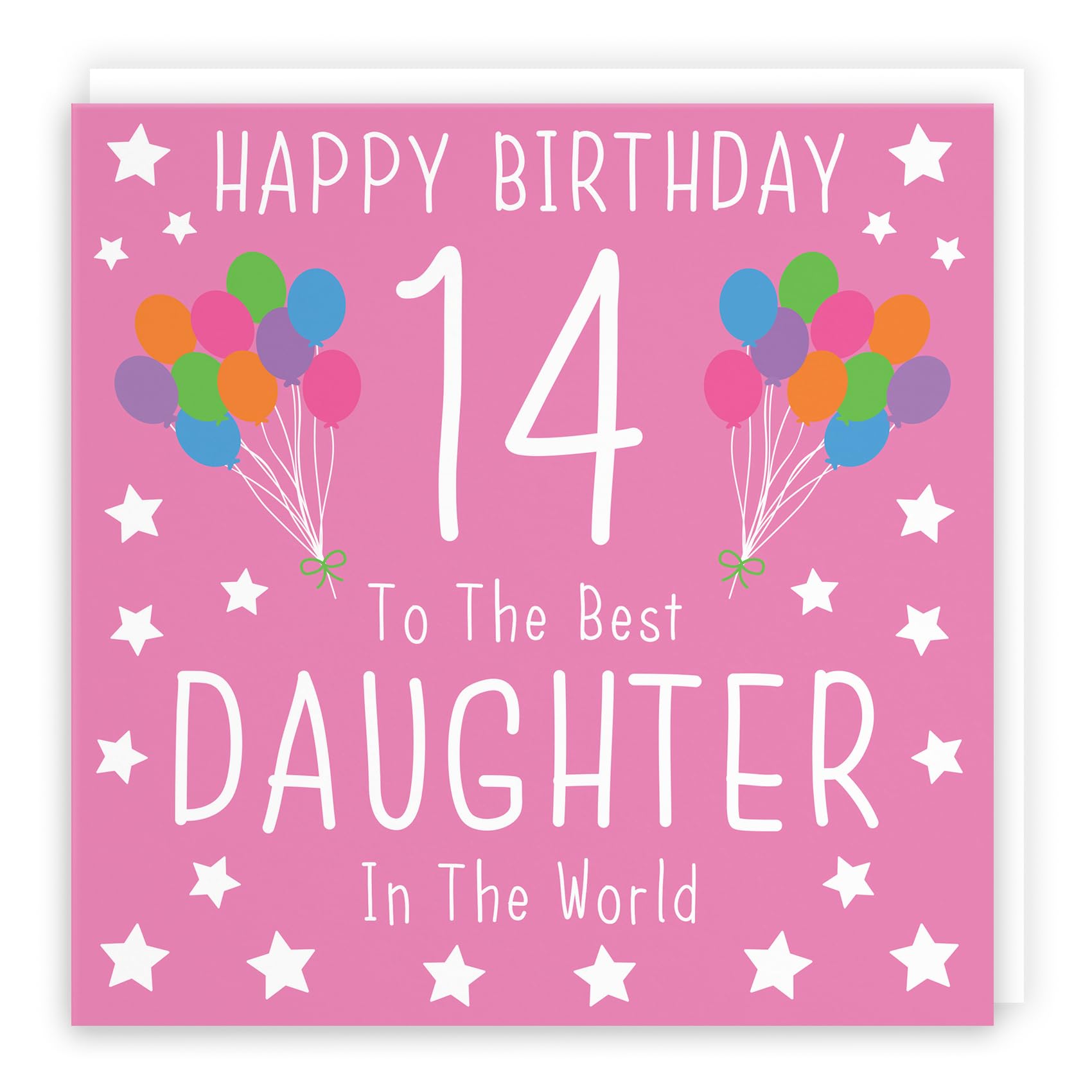 Hunts England - Large Daughter 14th Birthday Card - Happy Birthday - 14 - To The Best Daughter In The World - Iconic Collection - Large - 210 x 210 mm - Age 14