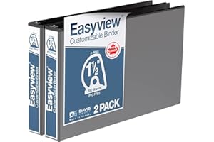 Easyview Premium 1.5-Inch D-Ring Binders with Clear-View Covers, Spreadsheet-View Binders for School, Office, or Home, 11 Inc