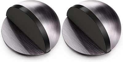 Hotop Self-Adhesive Floor Door Stop 2 Pcs Oval Stainless Steel Grey