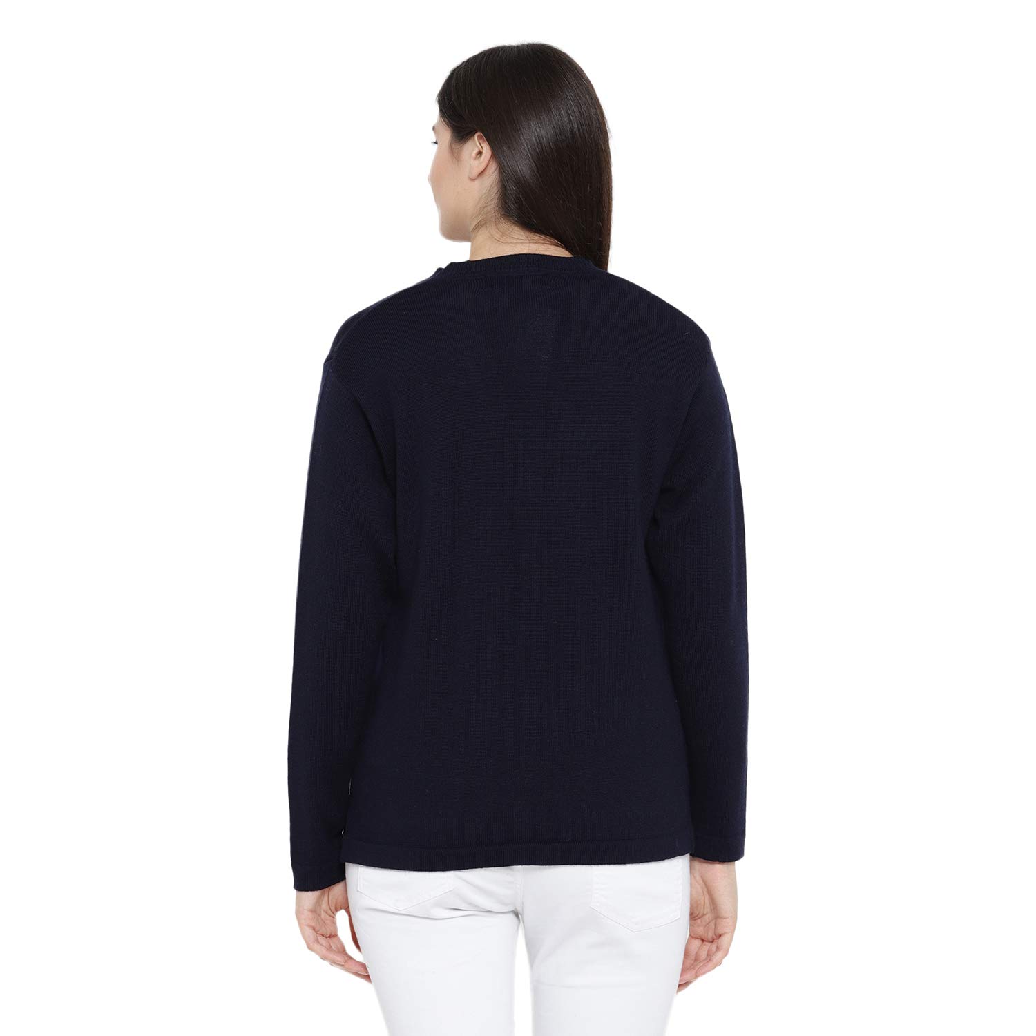monte carlo navy solid pure wool v neck cardigan